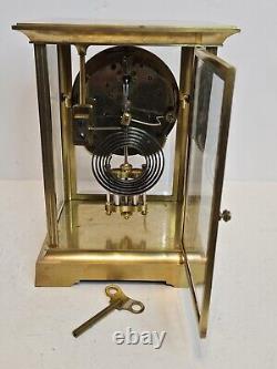 Antique SETH THOMAS Victorian 8 Day Brass & Glass Crystal Regulator Clock 48S