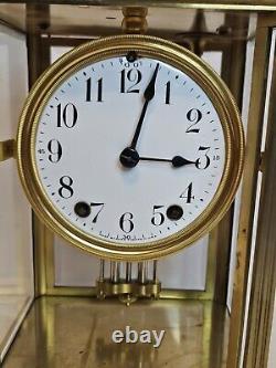 Antique SETH THOMAS Victorian 8 Day Brass & Glass Crystal Regulator Clock 48S