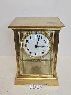 Antique SETH THOMAS Victorian 8 Day Brass & Glass Crystal Regulator Clock 48S