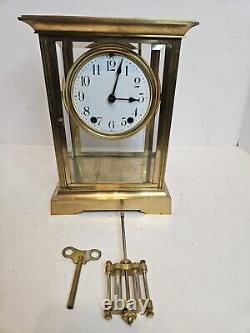 Antique SETH THOMAS Victorian 8 Day Brass & Glass Crystal Regulator Clock 48S