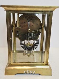 Antique SETH THOMAS Victorian 8 Day Brass & Glass Crystal Regulator Clock 48S