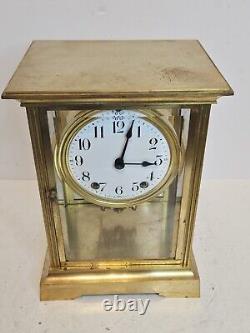 Antique SETH THOMAS Victorian 8 Day Brass & Glass Crystal Regulator Clock 48S