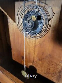 Antique SETH THOMAS Wall Clock Walnut Cabinet