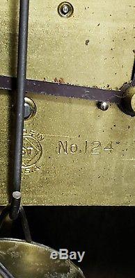 Antique SETH THOMAS Westminster Wood Mantel Clock & Key Vtg No 90 Chime Mvmt 124