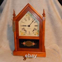 Antique SETH THOMAS Wood Sharon 7W STEEPLE Chime Rod Key Pendulum Mantle Clock