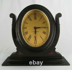 Antique SETH THOMAS clock BOUDIOR #4 desk mantel TWO TONE MAHOGANY & GOLD FACE