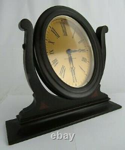 Antique SETH THOMAS clock BOUDIOR #4 desk mantel TWO TONE MAHOGANY & GOLD FACE