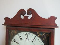 Antique SETH THOMAS wall clock cherry LARGE 37 RUNS & WILL SHIP