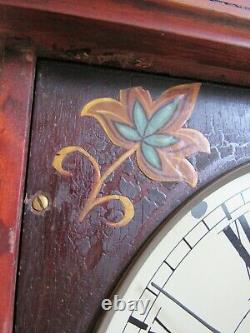 Antique SETH THOMAS wall clock cherry LARGE 37 RUNS & WILL SHIP