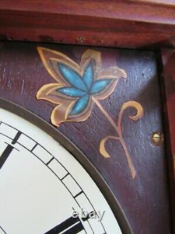 Antique SETH THOMAS wall clock cherry LARGE 37 RUNS & WILL SHIP