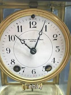 Antique SMITH PATTERSON Boston SETH THOMAS 48S Brass Carriage Mantle Clock