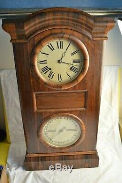 Antique Seth Thomas 1 Parlor Double Dial Calendar Clock Weight Driven Wood Case