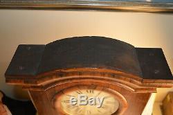 Antique Seth Thomas 1 Parlor Double Dial Calendar Clock Weight Driven Wood Case