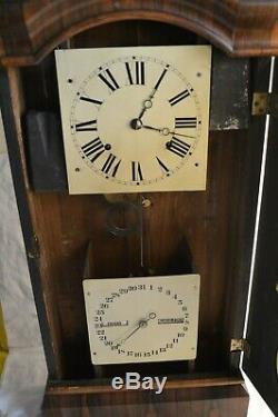 Antique Seth Thomas 1 Parlor Double Dial Calendar Clock Weight Driven Wood Case