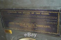 Antique Seth Thomas 1 Parlor Double Dial Calendar Clock Weight Driven Wood Case