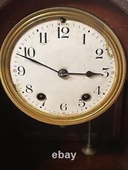 Antique Seth Thomas 15 Day Mahogany Crystal Regulator Mantle Clock