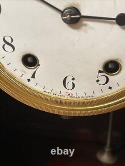 Antique Seth Thomas 15 Day Mahogany Crystal Regulator Mantle Clock