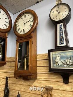 Antique Seth Thomas #2 Oak Regulator Wall Clock, Works Well