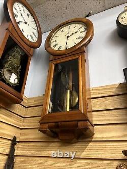 Antique Seth Thomas #2 Oak Regulator Wall Clock, Works Well