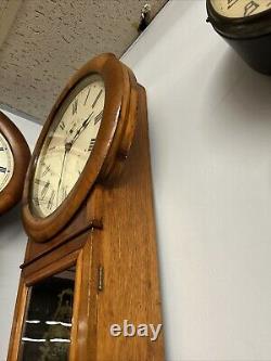 Antique Seth Thomas #2 Oak Regulator Wall Clock, Works Well