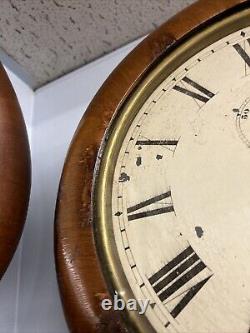 Antique Seth Thomas #2 Oak Regulator Wall Clock, Works Well