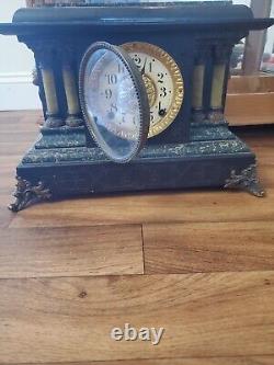 Antique Seth Thomas 295-A Adamantine Mantle Clock Green Circa 1906 Pat 1880
