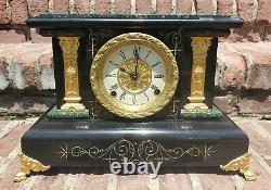 Antique Seth Thomas 295-A Adamantine Mantle Clock Green Circa 1906 Pat 1880