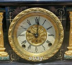 Antique Seth Thomas 295-A Adamantine Mantle Clock Green Circa 1906 Pat 1880