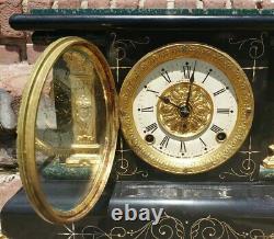 Antique Seth Thomas 295-A Adamantine Mantle Clock Green Circa 1906 Pat 1880