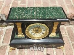 Antique Seth Thomas 295-A Adamantine Mantle Clock Green Circa 1906 Pat 1880