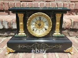 Antique Seth Thomas 295-A Adamantine Mantle Clock Green Circa 1906 Pat 1880