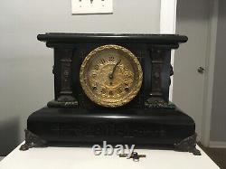 Antique Seth Thomas 295 Adamantine Mantle Wind Up Clock Marble 1880 Lion Head