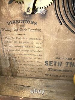 Antique Seth Thomas 30 Hour Shelf Clock 1800's Small Ogee Style WORKS