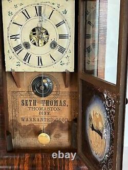 Antique Seth Thomas 30 Hr Ogee Mantel Clock Rosewood Veneer Eagle Shield Works