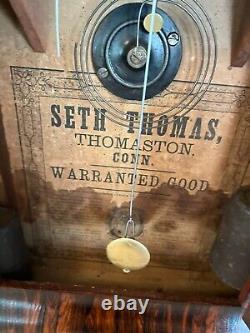 Antique Seth Thomas 30 Hr Ogee Mantel Clock Rosewood Veneer Eagle Shield Works