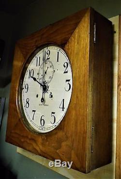 Antique Seth Thomas 31 Day Station Wall Clock Seconds Hand Runs Great c1920
