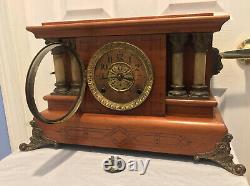 Antique Seth Thomas 4 Column Adamantine Lion Head Shelf Clock