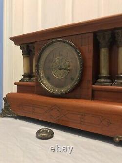 Antique Seth Thomas 4 Column Adamantine Lion Head Shelf Clock