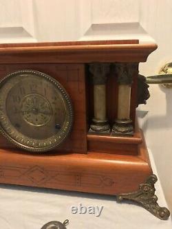 Antique Seth Thomas 4 Column Adamantine Lion Head Shelf Clock