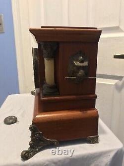 Antique Seth Thomas 4 Column Adamantine Lion Head Shelf Clock