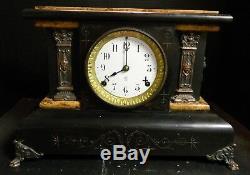 Antique Seth Thomas 8 Day Adamantine Chime Clock Copper Accents No. 102 VG-Excel