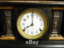 Antique Seth Thomas 8 Day Adamantine Chime Clock Copper Accents No. 102 VG-Excel