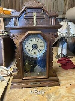 Antique Seth Thomas 8 Day Gingerbread Kitchen Shelf Mantle Clock