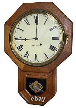 Antique Seth Thomas 8 Day Schoolhouse Time Only Drop Octagon Clock Roman Numbers