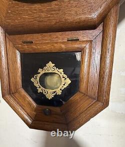 Antique Seth Thomas 8 Day Schoolhouse Time Only Drop Octagon Clock Roman Numbers