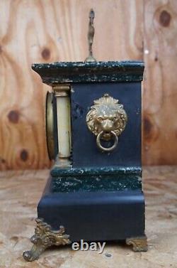 Antique Seth Thomas 8 Day Sculptural Adamantine Pillar Mantel Clock Stag Finial