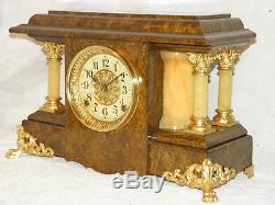 Antique Seth Thomas 8 day time and strike adamantine mantel clock