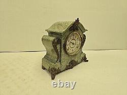 Antique Seth Thomas Adamantime No 102A Green Mareblite Wood & Brass Mantel Clock