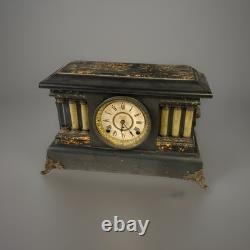 Antique Seth Thomas Adamantine 5 Pillar Mantle Clock Lions Head Handles As Is