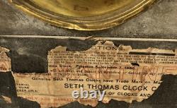 Antique Seth Thomas Adamantine 5 Pillar Mantle Clock Lions Head Handles As Is